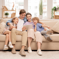 Family on couch